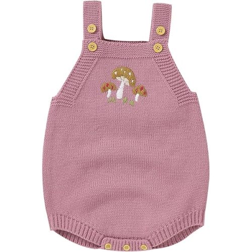 Newborn Baby Knitted Sleeveless Romper 𝗠ushroom Embroidered Infant Boys Girls Cute Sweater Onesie Casual