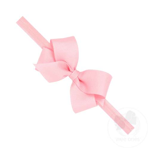 Mini Grosgrain Girls Hair Bow on a Soft Elastic Baby Band - WHITE / INFANT (6-24 MONTHS) | Wee Ones Hair Bows & Accessories