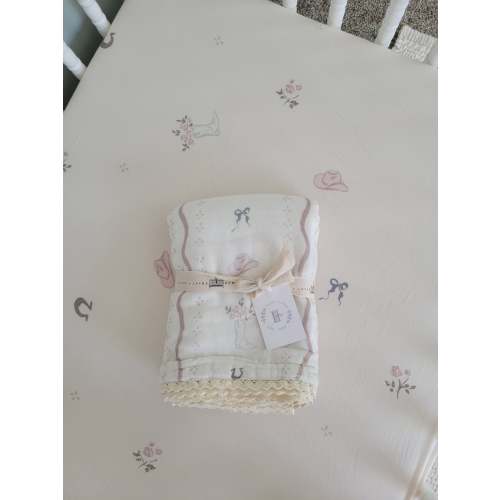 Vintage Country-Cowgirl Blanket and Crib Sheet SET