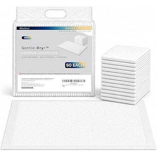 BeeStarz® Gentle-Dry+™ Disposable Underpads 17” x 24” (50 Count) – Ultra Absorbent Baby Changing Pads, Leakproof Bed Pads & Chair Protection for Adults & Elderly, Waterproof Pads, Puppy Training Pads