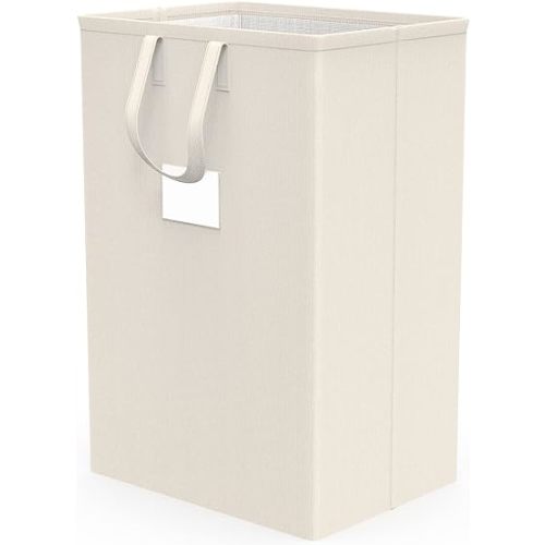 75L Large Laundry Hamper with Handles, Dirty Clothes Hamper for Bedroom Waterproof, Freestanding Tall Laundry Basket Waterproof, Hamper for Bedroom, Bathroom, Dorm, Toys Storage(Ivory）