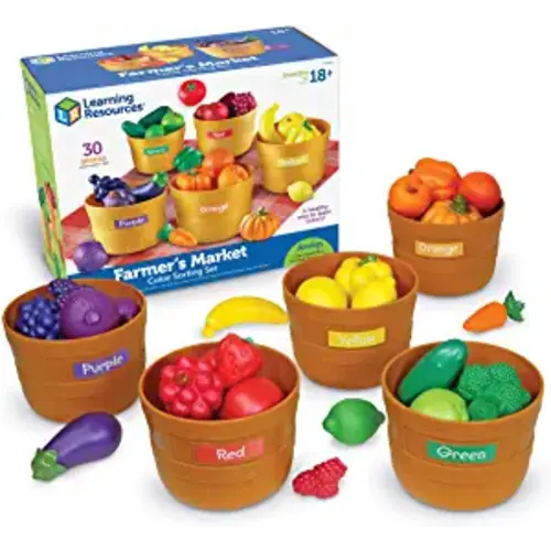 Learning Resources Farmer's Market Color Sorting Set - Play Food for Kids, Toddler Learning Toys, Grocery and Kitchen Play Toys