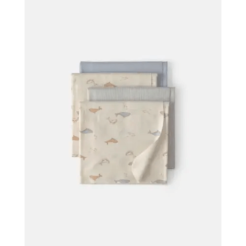 Baby 4-Pack Whale Receiving Blankets - Blue/Ivory | Carter's