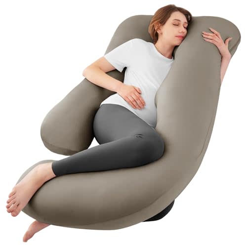 Cooling Pregnancy Pillows for Sleeping, 57'' Full Body Pillow, Linen | Sasttie Maternity Pillow, OEKO-TEX, Down Alternative, Removable Cover, Pregnant Women Must Haves, Maternity Essential