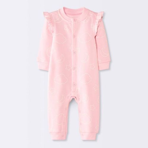 Baby Girls' Moon and Stars Fleece Romper - Cloud Island™ Pink 6-9M
