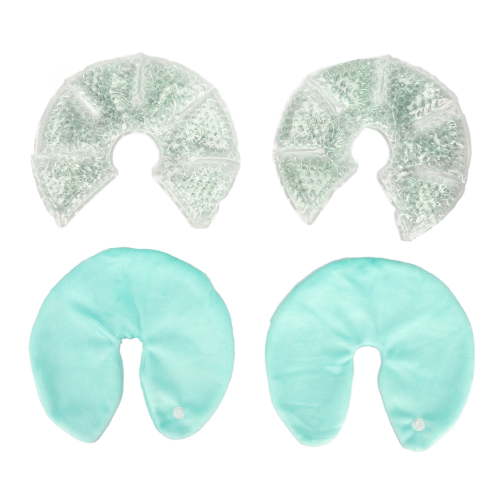 1 Pair Breast Gel Pads, Reusable Hot Cold Compress Breast Nursing Ice Pack for Breastfeeding, Nursing Pain Relief for Mastitis, Engorgement, Swelling Green