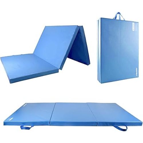 RitFit Upgraded Folding Exercise Mat, 2 Inch Thick Gymnastics Mat 3’x6 Blue
