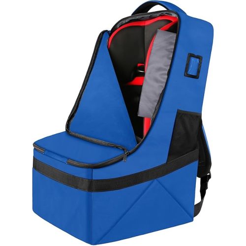 YOREPEK Car Seat Travel Bag, Padded Car Seats Backpack for Air Travel, Heavy Duty Carseat Travel Bag for Airplane, Airport Gate Check Bag (Blue)