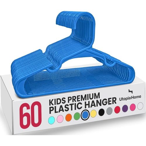 Utopia Home Kids Hangers 60 Pack – 11.5 Inch Baby Closet Hangers Blue | Plastic baby hangers | Fits children's & infant clothes | Gentle on delicate garments
