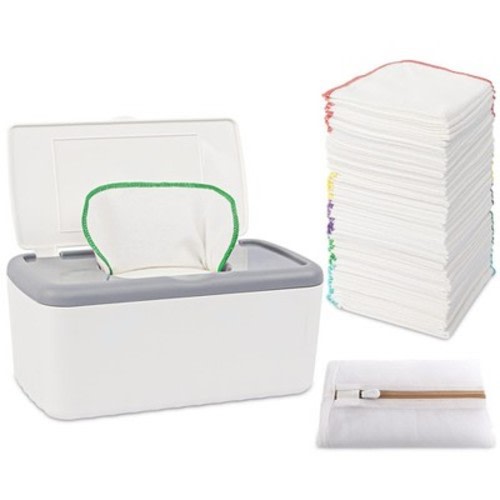54 Packs Flannel Cloth Baby Wipes with Dispenser, Reusable Natural Skin-Frien...