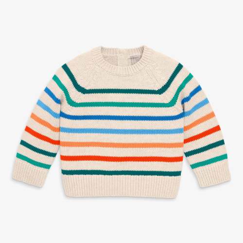 Baby rainbow stripe sweater - Heather sand multi stripe / 6-12