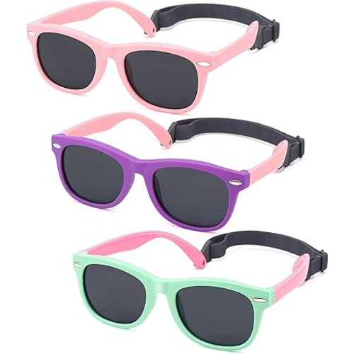 Polarized Baby Sunglasses with Strap - Unbreakable Flexible Infant Sunglasses for Toddlers Age 0-24 Months
