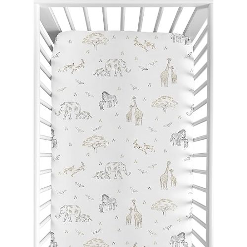 Sweet Jojo Designs Fitted Baby Crib Sheets Jungle Safari Animals Standard Size Neutral