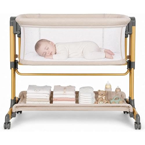 Onasti 3-in-1 Baby Bassinet Bedside Sleeper with Waterproof Mattress Cover