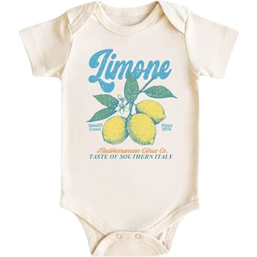 Lemon Baby Bodysuit for Boys Girls, Italian Fruit Infant Outfit, Summer Newborn Gifts