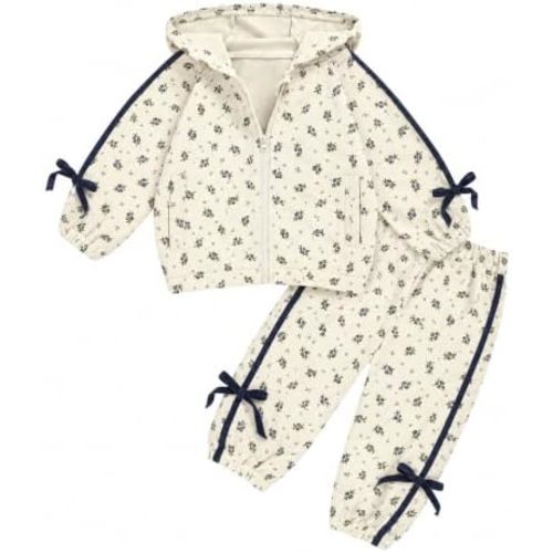 Baby Girl Floral Clothes Long Sleeve Infant Zipper Hooded Sweatshirt and Pants Set | Spring Fall Casual Outfits