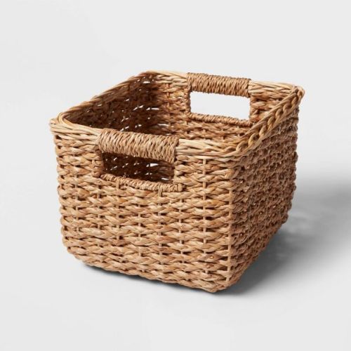 Small Braided Seagrass Crate - Brightroom™: Handwoven Storage Basket, Khaki, Fits 11" Cube System, Nest Certified