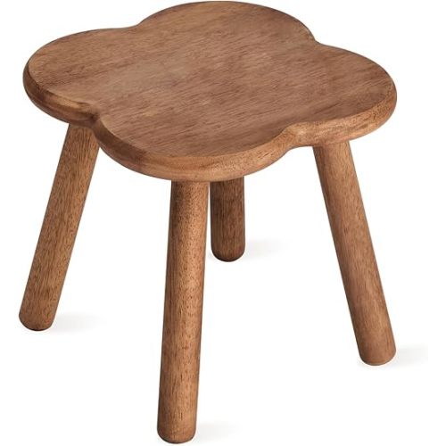 11.6inch Wooden Step Stool for Adults Small Wooden Stool Perfect Matched Sensory Table Great Assistant for Kitchen Bathroom Living Room Bedroom Garden (Full Body Natural Real Wood)