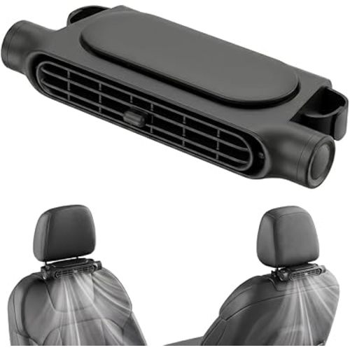 Car Seat Fan, Car Fans for Backseat for Driver Passenger, Portable Quiet Headrest Neck Cooling Fan with Dual Air Outlets, 3 Speeds Forward Backward Airflow, Fits All Cars SUV Jeep Van RV Truck (Black)