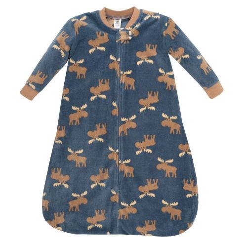 Hudson Baby Infant Boys Long-Sleeve Fleece Sleeping Bag, Blue Moose, 0-6 Months