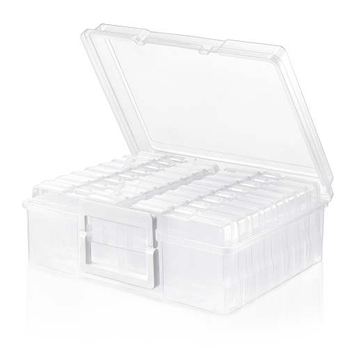 Sorbus 4x6 Photo Organizer Box with 16 Clear Cases – Craft & Picture Storage Solution