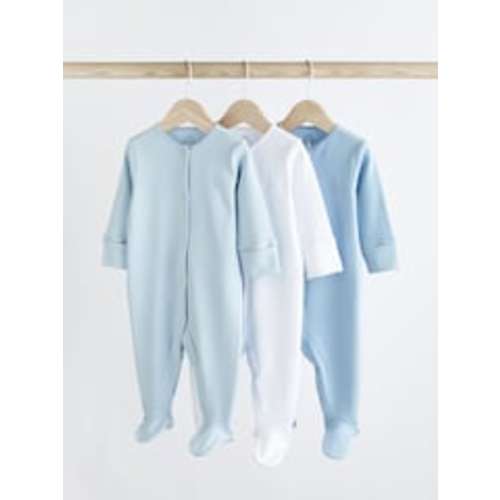 Buy Blue/White 3 Pack Baby Sleepsuits (0-2yrs) from Next USA