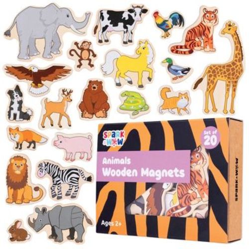 Spark & Wow Wooden Magnets- Animals - Set of 20
