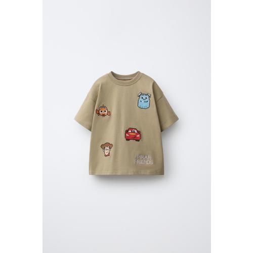 CROSS-STITCH EMBROIDERY © DISNEY PIXAR T-SHIRT - Light brown | ZARA United States