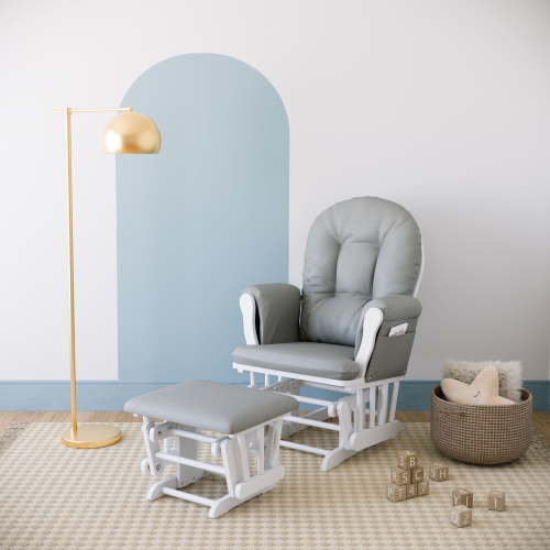 Storkcraft Hoop Infant Nursery Glider and Ottoman, White with Light Gray