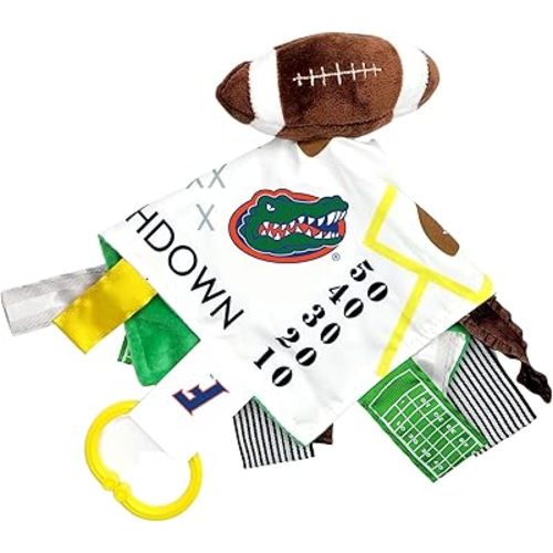 The Learning Lovey Florida University Gators Baby Football Tag Toy - College Baby Sensory Crinkle Toys - Soft & Safe - Ideal Baby Stroller Toy - BPA Free w/Stroller Clip (10" x 10" Tag Toy)…