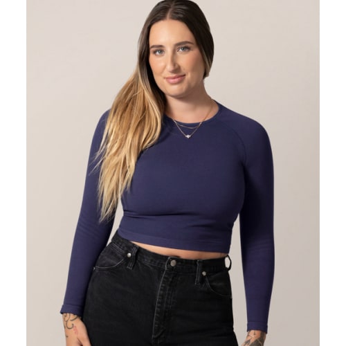 Sublime® Bamboo Maternity & Nursing Cropped Long Sleeve Top | Charcoal - Kindred Bravely