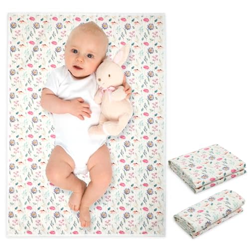 Vegan Leather Baby Changing Mat - Wipeable Portable Changing Pad, Foldable Travel Changing Mat for Baby, Newborns Toddlers Shower Gifts (Colorful Floral,20"*28")