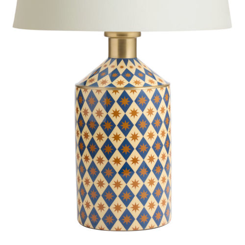 Harlequin Blue and Cream Metal Diamond Table Lamp Base