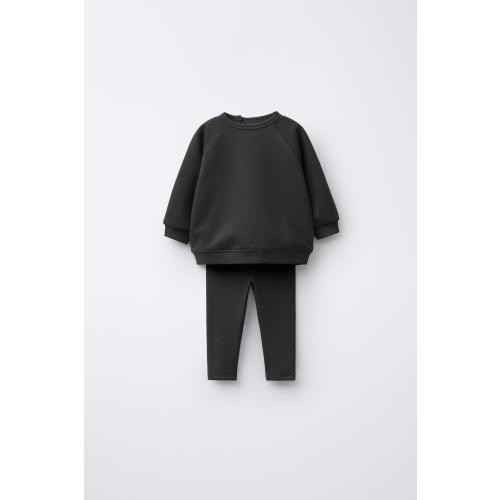 PLAIN SWEATSHIRT AND LEGGINGS SET - Dark anthracite | ZARA United States (3-6M)