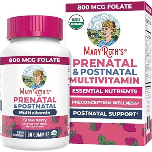 MARYRUTH'S USDA Organic Prenatal & Postnatal Multivitamin Gummies, 60 ct