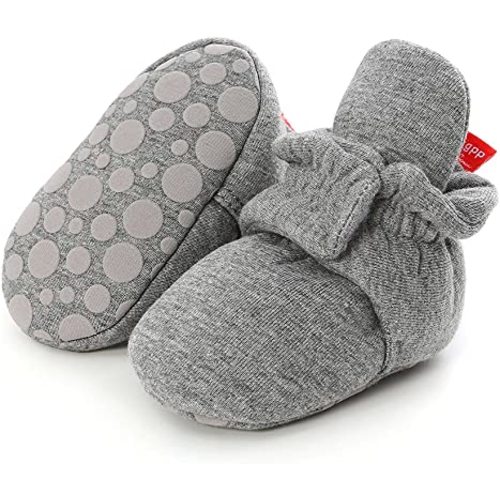 HsdsBebe Unisex Newborn Baby Cotton Booties Non-Slip Sole for Toddler Boys Girls Infant Winter Warm Fleece Cozy Socks Shoes
