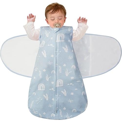 Baby Swaddle Sleep Sack, 1.0 Tog New-Parent-Friendly Swaddle for Newborns & infant 3-6 Months Baby Wearable Blanket Reduce Startle Reflex, Newborn Boys Girls Registry Essentials