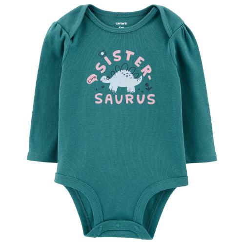 Baby Little Sister Long-Sleeve Bodysuit - 9M - Style,Teal
