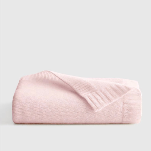 Luxe Knit Cashmere Baby Blanket in Minimal Pink