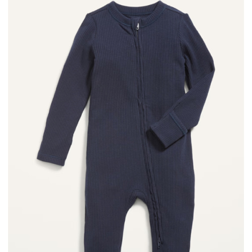 Unisex 2-Way-Zip Sleep & Play Rib-Knit Footed One-Piece for Baby | Old Navy