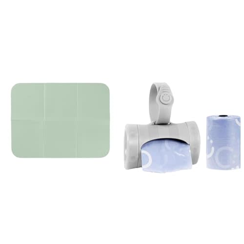 Ubbi On-The-Go Diaper Changing Baby Mat & Retractable On The Go Bag Dispenser for Travel