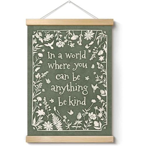 YZEXEZY In a World Where You Can Be Anything Be Kind Wall Hanging Decor,Retro Hand-Drawn Floral Leaf Wall Art for Home Dorm Decor12x16-G27