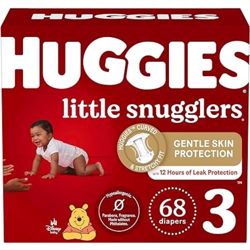 Baby Diapers Size 3 (16-28 lbs), 68ct, Huggies Little Snugglers