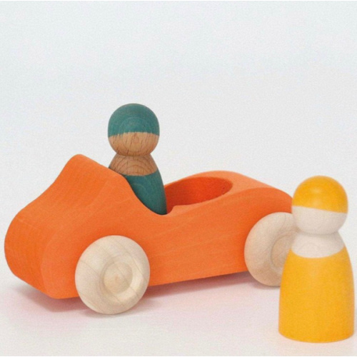 Grimm's Orange Wooden Car Toy | Large