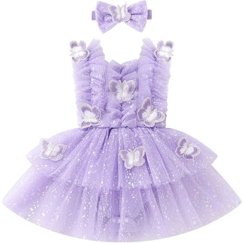 Baby Girl Butterfly Romper Dress Toddler Sparkly 1st Birthday Cake Smash Outfits Infant Baptism First Communion Dress