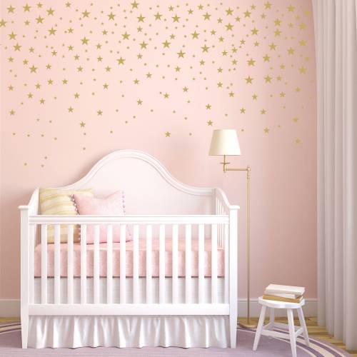 Gold Stars Wall Decals Pack - Peel and Stick Confetti Wall Decals - Metallic Star Wall Decals WBSTRm