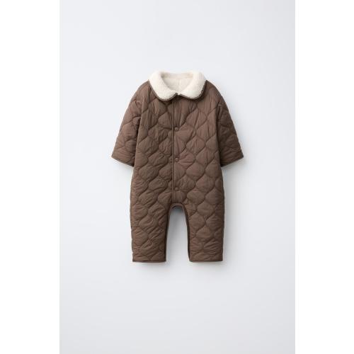 REVERSIBLE SHEARLING AND QUILTED JUMPSUIT - Brown | ZARA United States