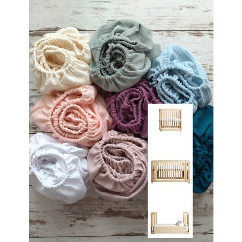 Organic Cotton Muslin Fitted Crib Sheet: Nestig Mini & Full Crib, Handmade Baby Bedding