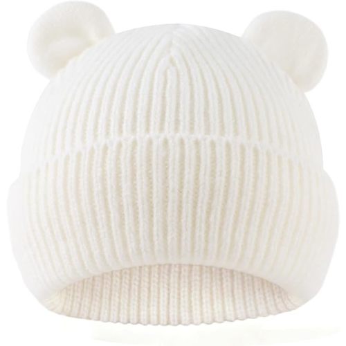 Bear Baby Beanie Knitted Baby Winter Hat Infant Toddler Boys Girls Beanie with Cotton Lining