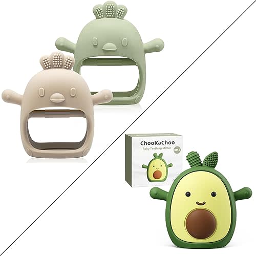 Baby Teething Toy for 0-6 6-12 Months, Food Grade Silicone Teething Mitten, Anti Dropping Wrist Hand Teethers Baby Chew Toys for Sucking Needs, BPA Free